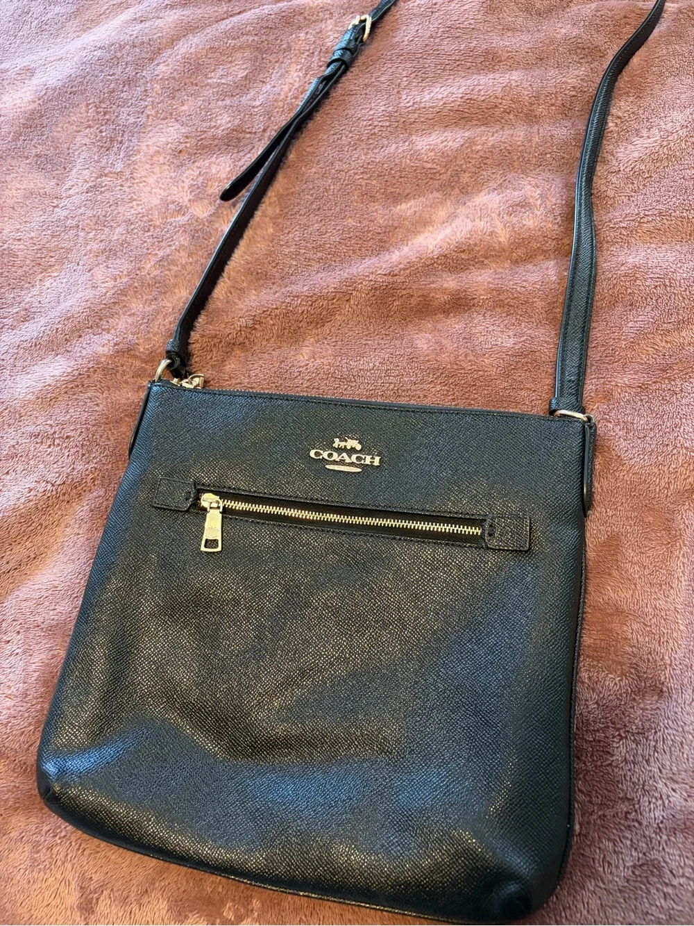 Coach Rowan File Black Crossbody Black Bag with Gold Hardware